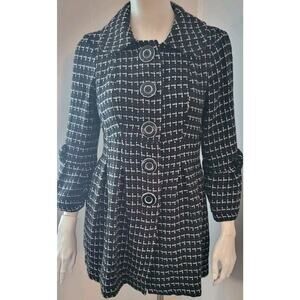 Jolt Womans Sz. M Jacket Coat Shaket Large Button Black/White Bow Detail